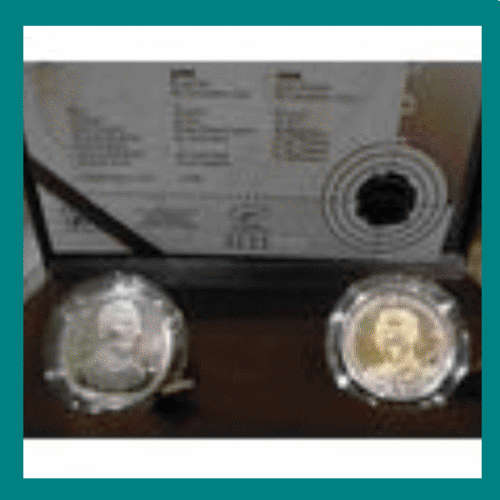 THE NELSON MANDELA5R COMMEMORATIVE COIN SET WITH LASER FROSTED 2008 COIN